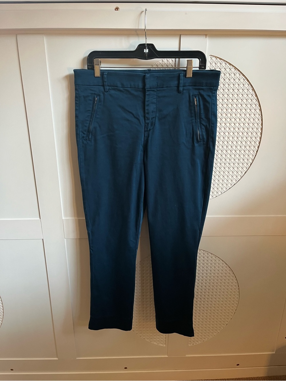 Level 99 Women's Cropped Slim Trousers- Dark Teal